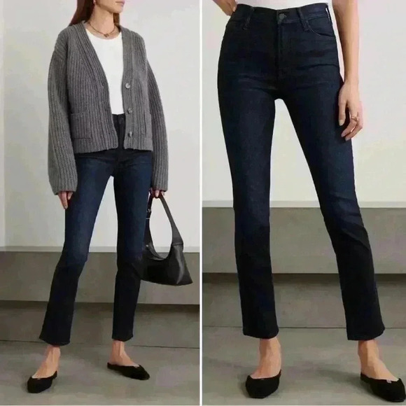 Mother Denim Mid Rise Dazzler Ankle Straight Now or Never Jeans Dark Wash Size26
